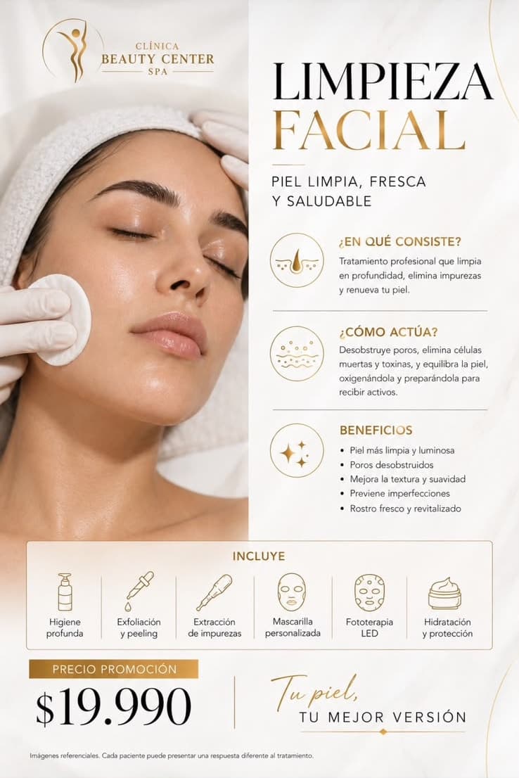 Infografía Limpieza facial: en qué consiste, cómo actúa, beneficios y qué incluye