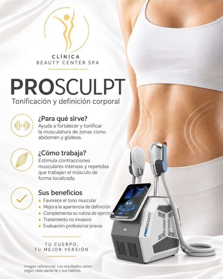 Infografía Prosculpt: tonificación y definición corporal, para qué sirve, cómo trabaja y beneficios