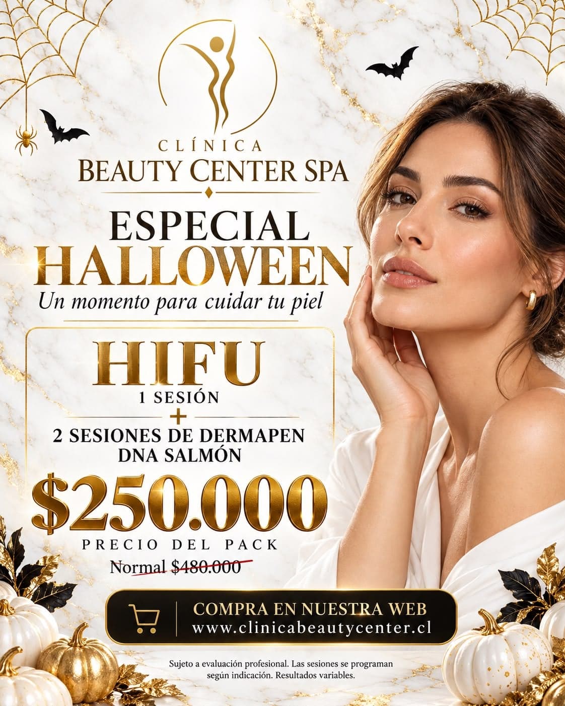 Especial Halloween: HIFU 1 sesión más 2 sesiones de Dermapen DNA salmón $250.000, valor normal $480.000