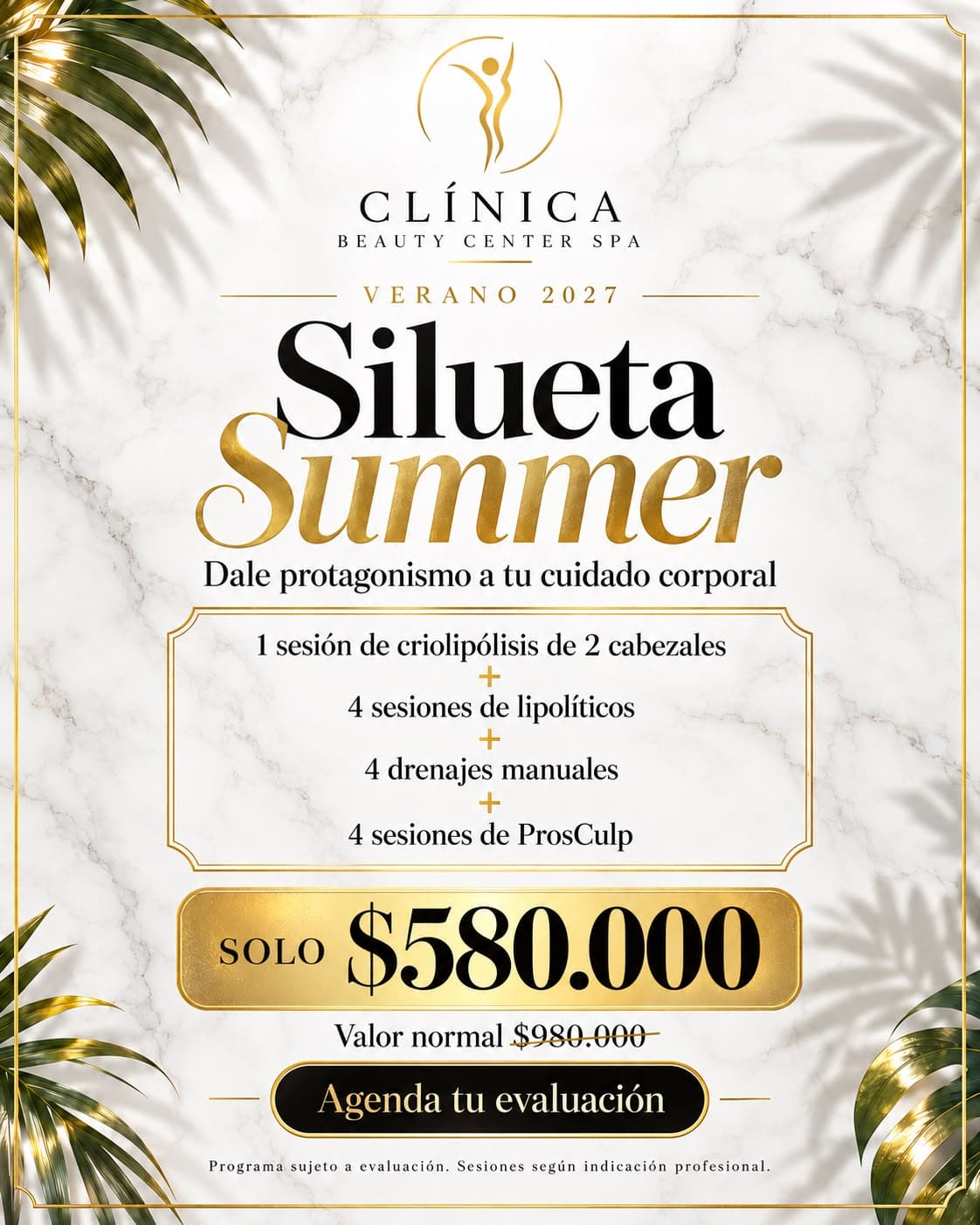 Silueta Summer Verano 2027: criolipólisis, lipolíticos, drenajes y ProSculp a $580.000